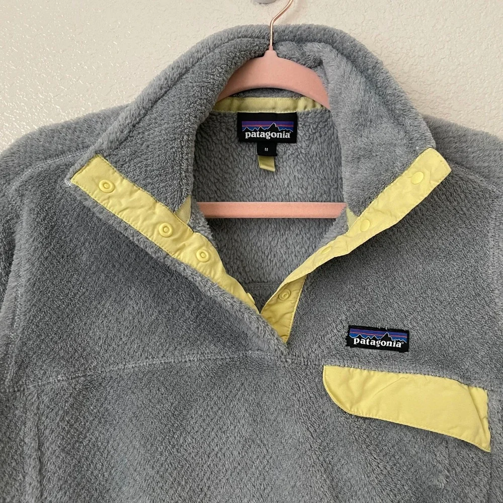 Patagonia Sweater Womens Medium Gray Retool Snap Polartec Fleece Outdoor Hiking - Picture 4 of 14